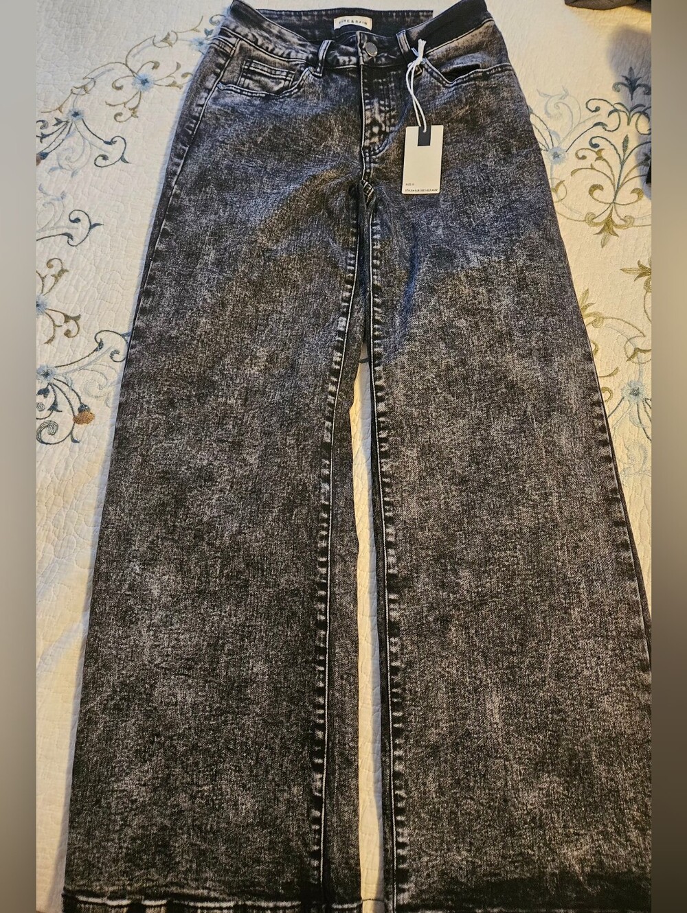 Fire & Rain Low Rise Wide Leg Jeans Grey Acid Wash Comfort Denim NWT Size 5/27